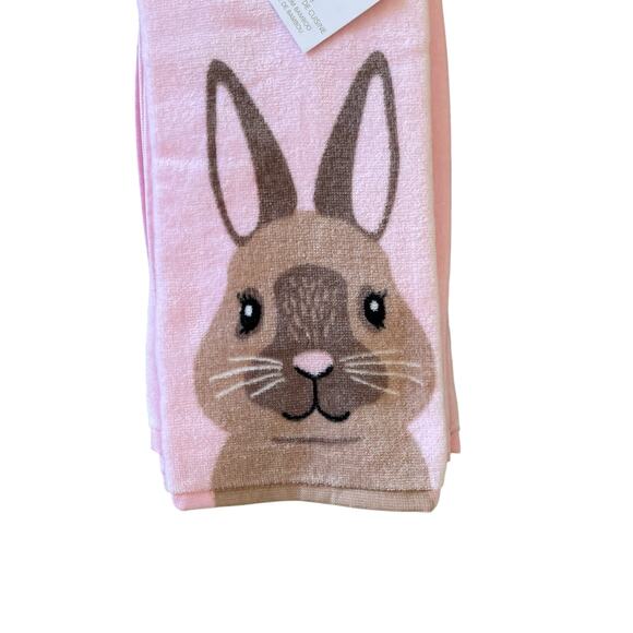 ISAAC MIZRAHI Pink Bunny Rabbit Cotton Kitchen Towels 19x28 Set of 3 Spring New - Picture 3 of 16